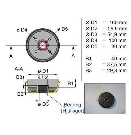 TAMBOUR AK D=160 CARTOUCHE 100X4 EURO