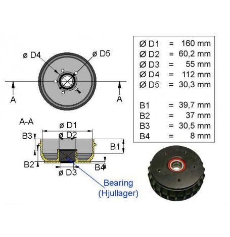 TAMBOUR AK D=160 CARTOUCHE 112X5  1637