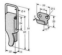 FERMETURE CAISSE  60MM AVEC GACHE