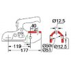 CROCHET EM 350 D=50MM boul 12/12mm FORCE 3500KG