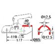 CROCHET EM 350 D=65MM boul 12/12mm FORCE 3500KG